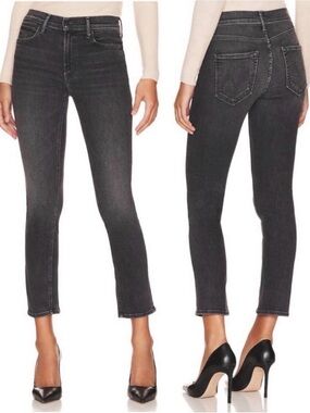 MOTHER The Mid Rise Dazzler Ankle Straight Leg Jeans Grey Faded Black 28